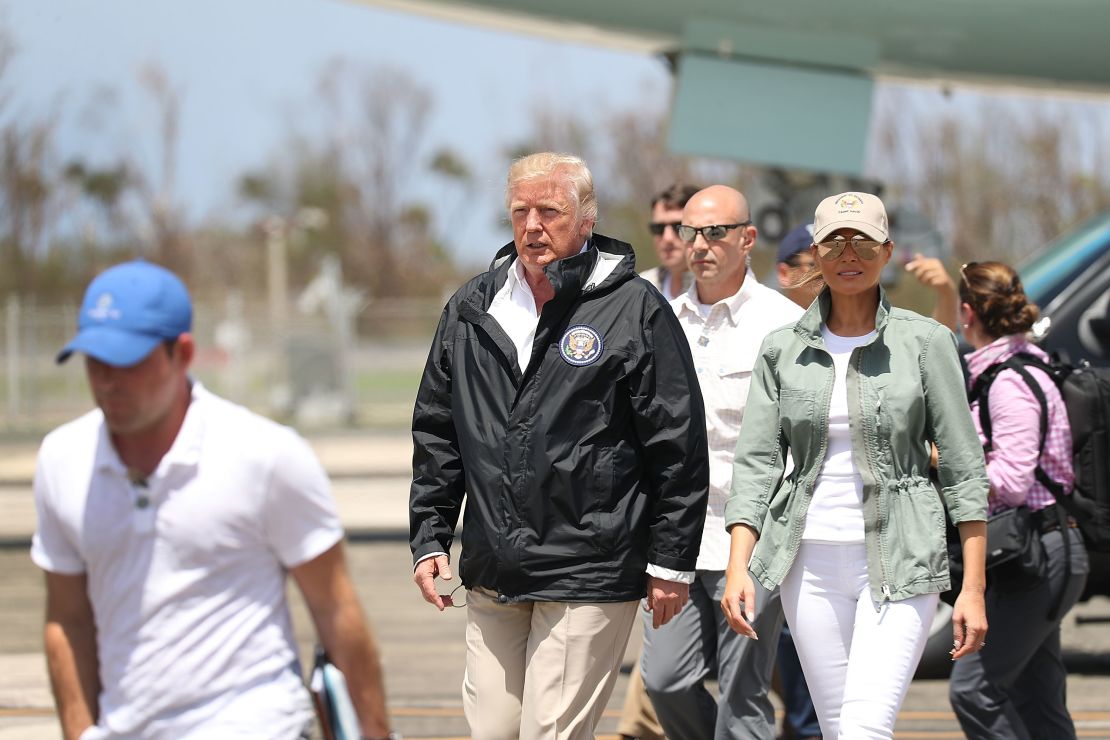President Trump Arrives In Puerto Rico In Aftermath Of Hurricane Maria Devastating The Island