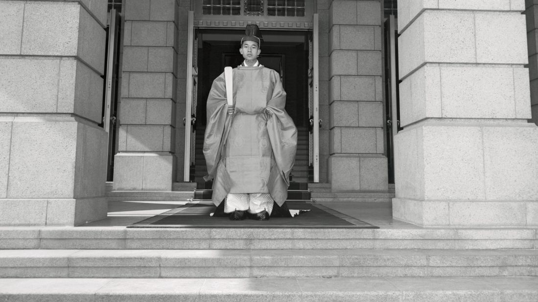 Akihito wears traditional garb at a ceremony where he was proclaimed heir apparent to the throne. His outfit here was reported to be over 1,000 years old.