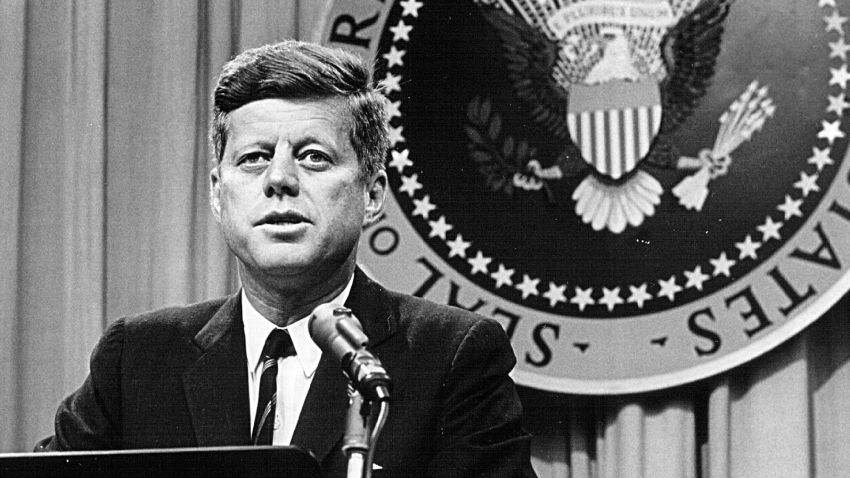 President John F. Kennedy speaks at a press conference August 1, 1963.