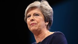 MANCHESTER, ENGLAND - OCTOBER 04:  British Prime Minister Theresa May delivers her keynote speech to delegates and party members on the last day of the Conservative Party Conference at Manchester Central on October 4, 2017 in Manchester, England. The prime minister rallied members and called for the party to "shape up" and "go forward together". Theresa May also announced a major programme to build council houses and a cap on energy prices.  (Photo by Christopher Furlong/Getty Images)