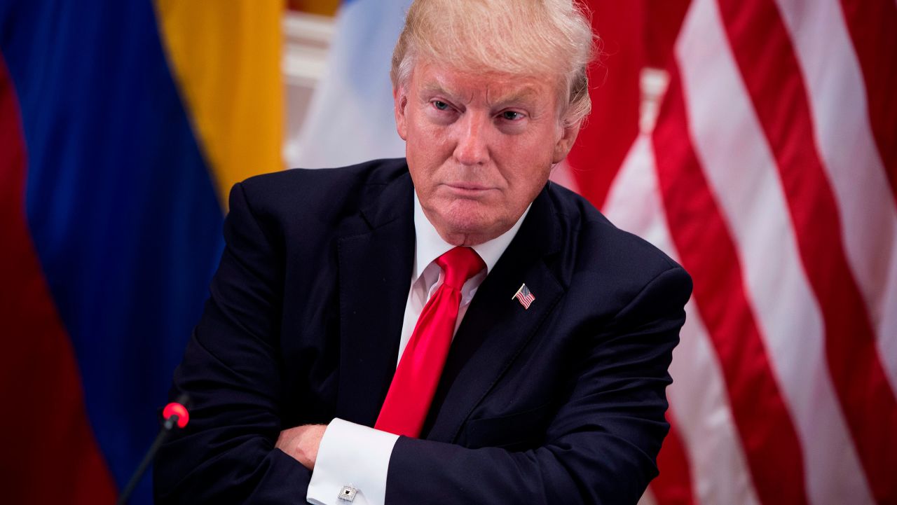 TOPSHOT - US President Donald Trump waits for a dinner with Latin American and US leaders at the Palace Hotel during the 72nd session of the United Nations General Assembly September 18, 2017 in New York City. / AFP PHOTO / Brendan Smialowski        (Photo credit should read BRENDAN SMIALOWSKI/AFP/Getty Images)