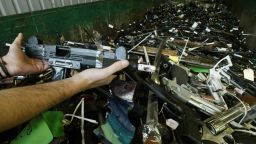 (AUSTRALIA & NEW ZEALAND OUT) Thousands of handguns handed in for the gun amnesty and the gun buy back scheme. The weapons have been rendered safe and will be melted down, 20 July 2004. SMH Picture by NICK MOIR (Photo by Fairfax Media/Fairfax Media via Getty Images)