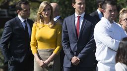 Ivanka Trump, daughter of US President Donald Trump, and her husband, Senior White House Adviser Jared Kushner, arrive for a moment of silence on the South Lawn of the White House in Washington, DC, October 2, 2017, for the victims of the shooting yesterday in Las Vegas, Nevada. / AFP PHOTO / SAUL LOEB        (Photo credit should read SAUL LOEB/AFP/Getty Images)