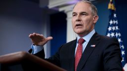 Environmental Protection Agency Administrator Scott Pruitt speaks during a briefing at the White House June 2, 2017 in Washington, DC.