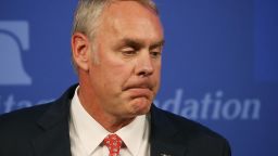 Interior Secretary Ryan Zinke delivers a speech billed as "A Vision for American Energy Dominance" at the Heritage Foundation on September 29, 2017 in Washington, DC.