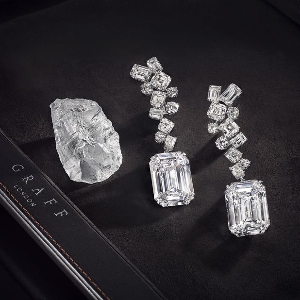 The Graff Eternal Twins, two identical 50.23ct emerald-cut gems, were cut from a 269-carat rough diamond.