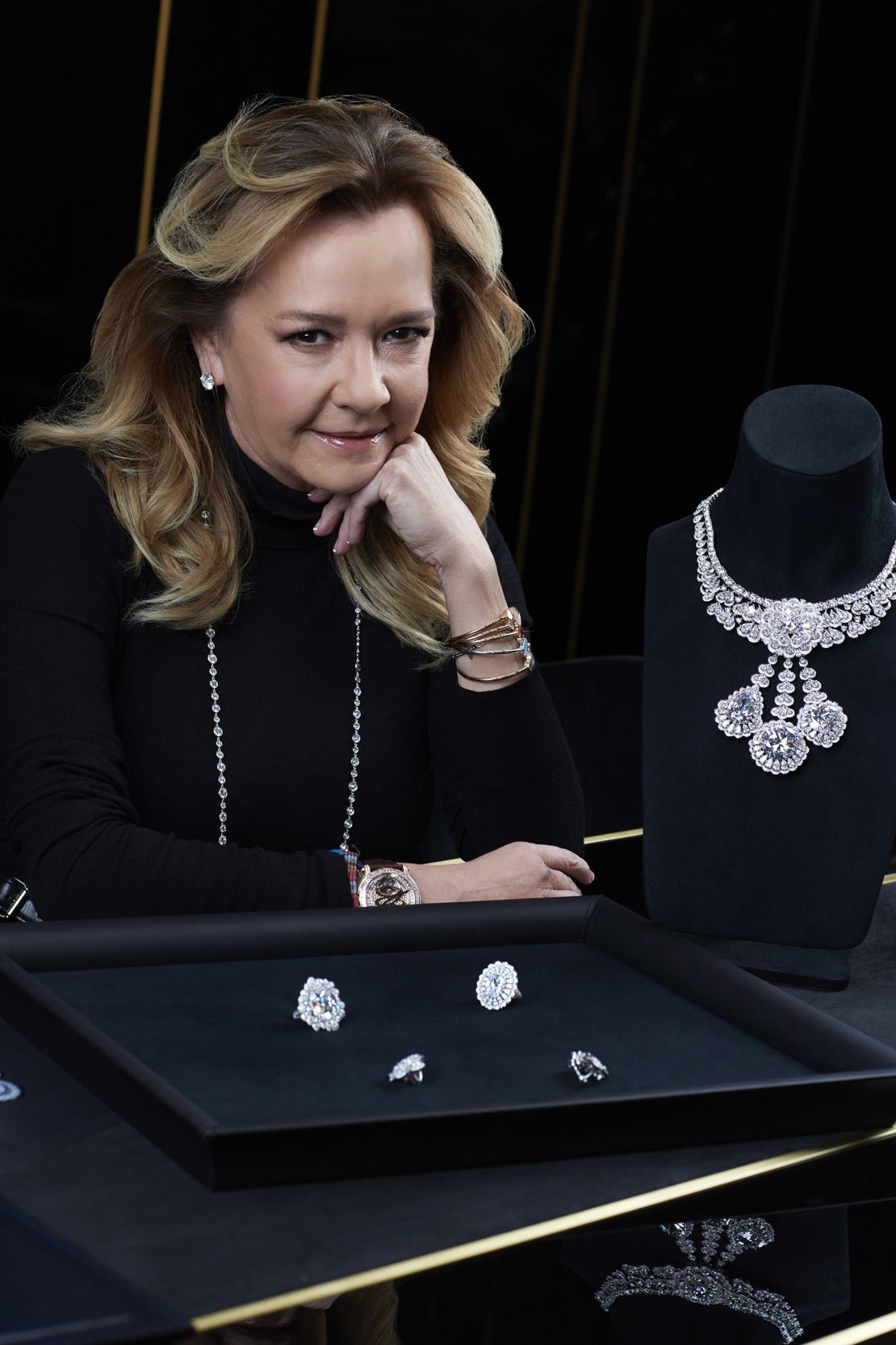 Chopard co-president and artistic director Caroline Scheufele says she still "gets goose bumps" seeing the suite of gems she created from a 342-carat rough that produced 23 diamonds
