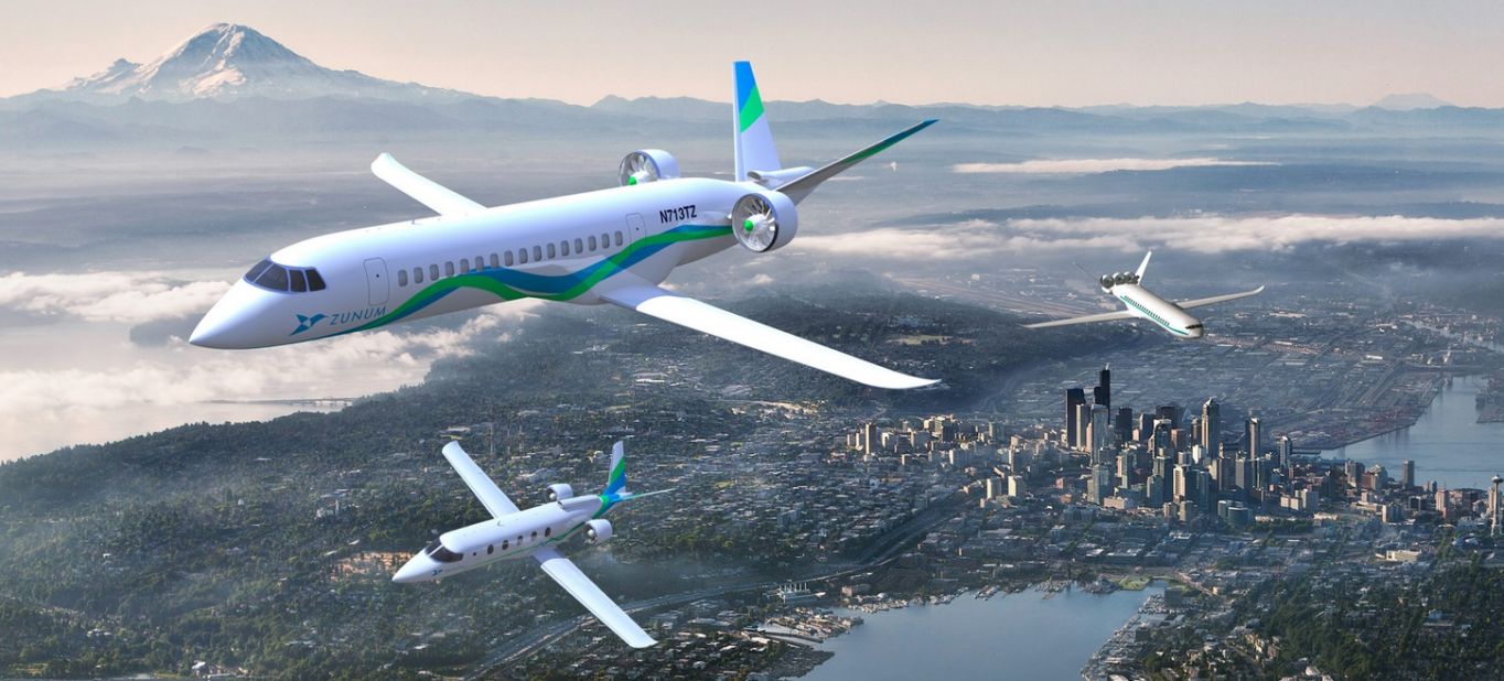 <strong>Zunum Aero:</strong> Boeing has invested, together with JetBlue Technology Ventures, in Seattle-based startup Zunum Aero. The initial hybrid-electric concept will be able to carry 12 passengers up to 700 miles, but it's been designed with scalability in mind.