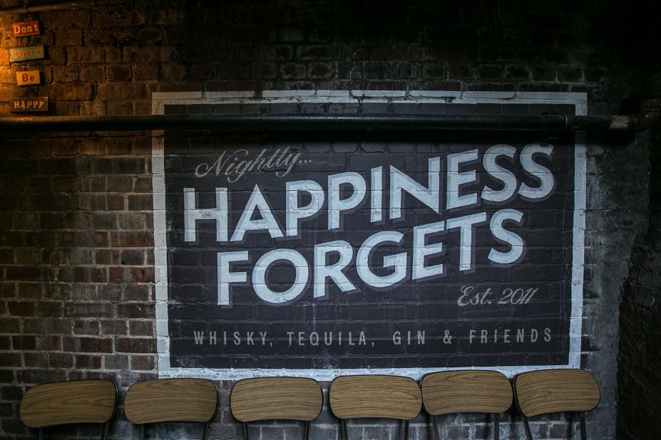 <strong>12. Happiness Forgets, London: </strong> A subterranean venue in London's ultra-hip Hoxton Square, Happiness Forgets bills itself as a bar offering "high-end cocktails" in a "low-rent basement."