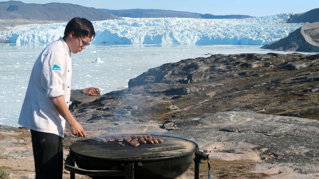Not only is the view special at Eqi, but dining is just as unique. Port Victor's chef, Nicolai Koch-Christensen, loves to grill in view of the ice fjords. 