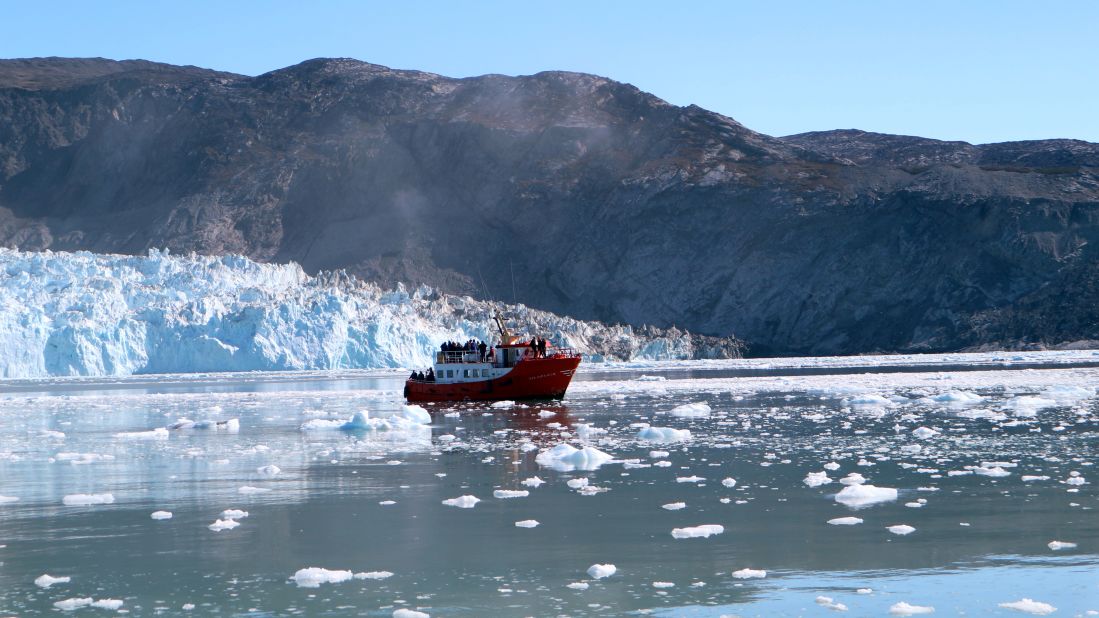 The small, converted fishing vessels carry about 60 lucky passengers to the glacier every day. 