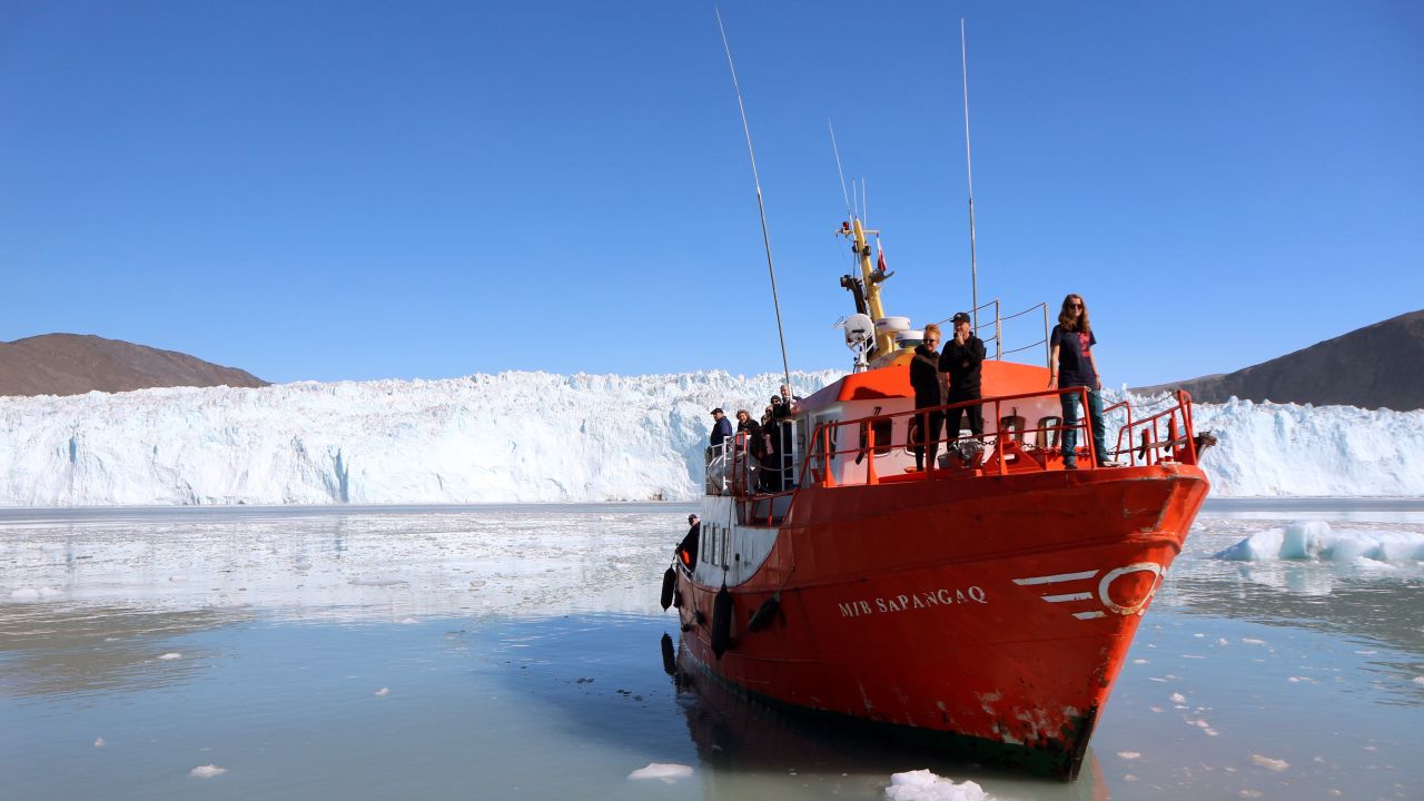 It takes about three hours to reach Eqi from Ilulissat through Greenland's Ataa Strait.