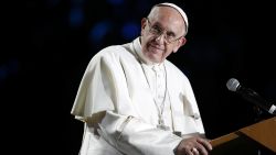 MALMO, SWEDEN - OCTOBER 31: Pope Francis gives a speech during the 'Together in Hope' event at Malmo Arena on October 31, 2016 in Malmo, Sweden. The Pope is on 2 days visit attending Catholic-Lutheran Commemoration in Lund and Malmo. (Photo by Michael Campanella/Getty Images)