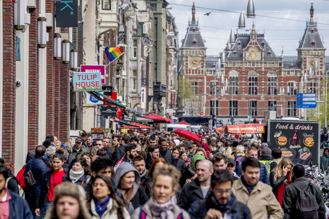 Amsterdam streets can get busy with large numbers of visitors.