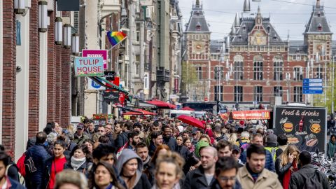 Amsterdam streets can get busy with large numbers of visitors.
