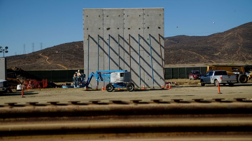 TIJUANA, MEXICO - OCTOBER 5:  Prototype sections of a border wall between Mexico and the United States are under construction on October 5, 2017 in Tijuana, Mexico. Prototypes of the border wall propopsed by President Donald Trump are being built just north of the U.S.- Mexico border, where competitors who are hoping to gain approval to build the wall have until the first of next month to complete their work. (Photo by Sandy Huffaker/Getty Images)