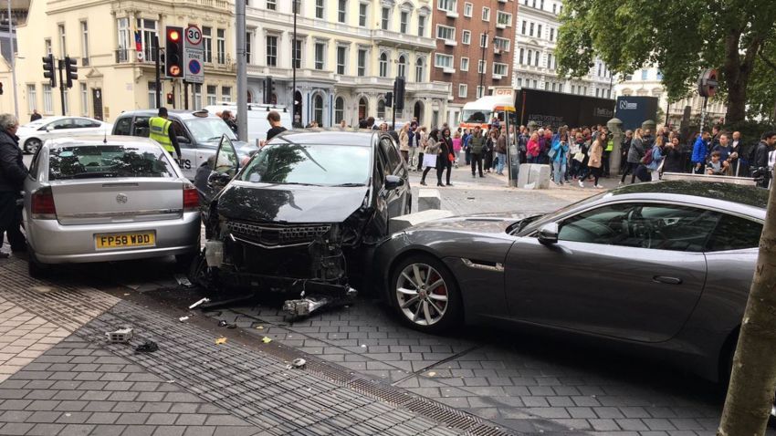 Photo shows car collision on Exhibition Street