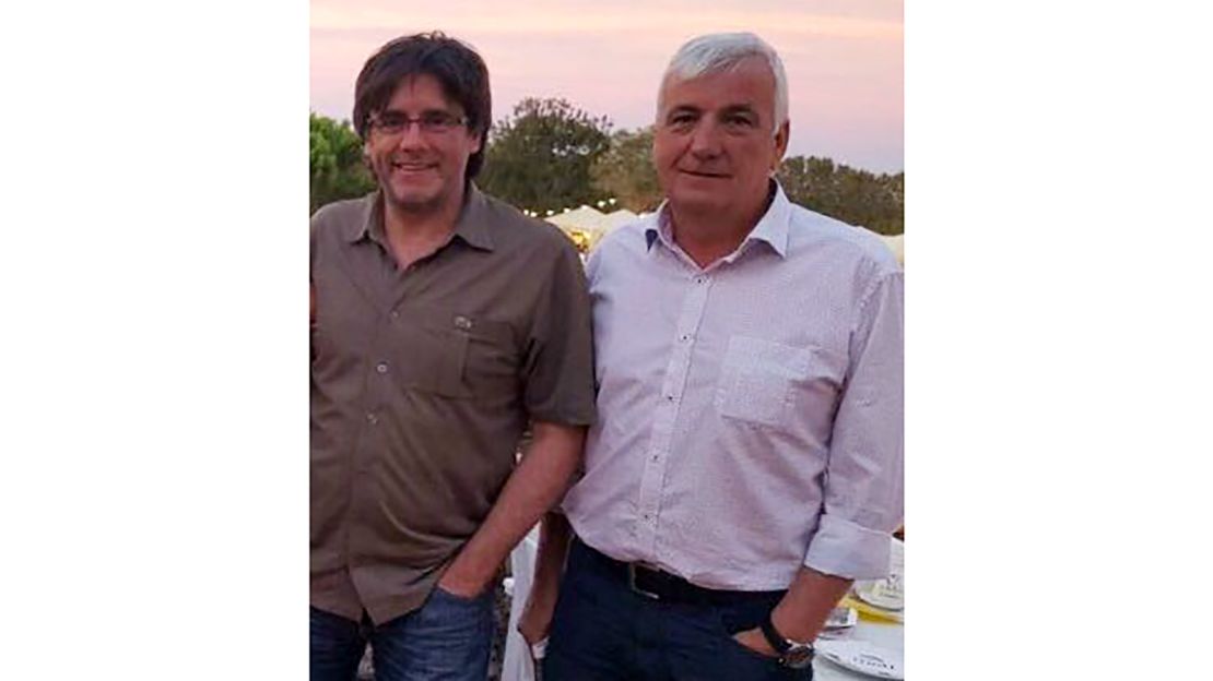 Carles Puigdemont (L) and friend Jami Matamala pictured in 2016.
