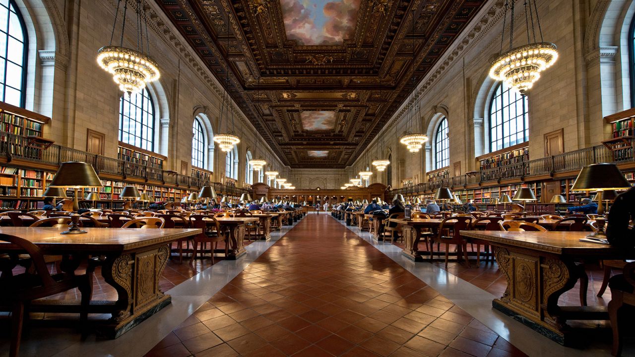 <strong>New York Public Library Main Branch:</strong> Don't miss the recently-renovated Rose Reading Room or its ceiling art.