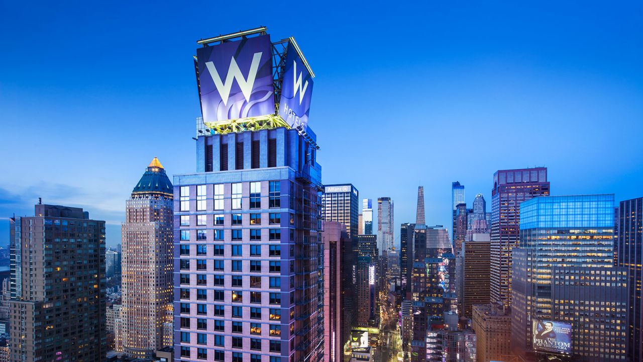 A room in a high floor at the W Times Square makes you feel like you're floating above the city.