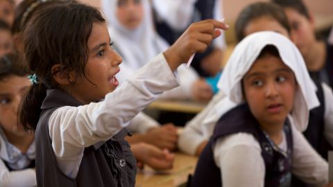 A sign of normalcy: Schools for girls have reopened in western Mosul.