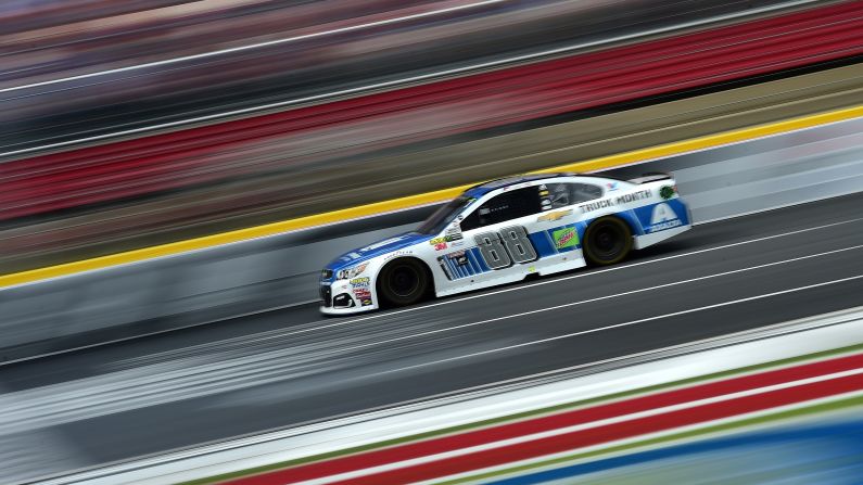 Dale Earnhardt Jr. races during the Monster Energy NASCAR Cup Series Bank of America 500 at Charlotte Motor Speedway on Sunday, October 8 in North Carolina.