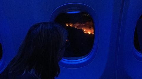 Janice Abdalla captured this image of fires on a Monday flight into San Francisco International Airport. 