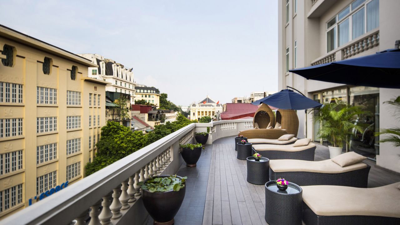 The terrace at Hotel de l'Opera Hanoi.