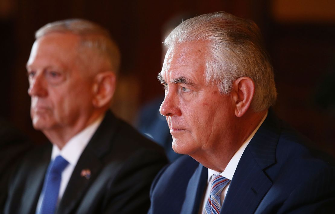 Secretary of Defense Jim Mattis and  Secretary of State Rex Tillerson hold talks with their Australian counterparts in Sydney on June 5, 2017.