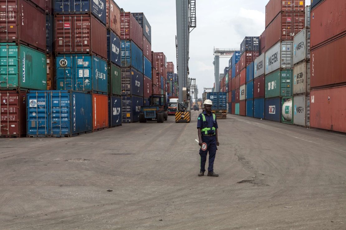 Lagos Tin-Can Island container terminal in Apapa. The port sector is hamstrung by corruption and inefficiency. 
