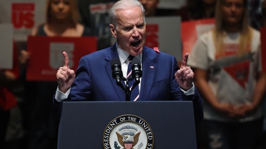 Vice President Joe Biden speaks to students as part of the national It's On Us Week of Action at the Cox Pavilion at UNLV on April 7, 2016 in Las Vegas, Nevada. 