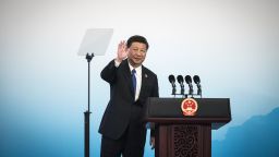 Chinese President Xi Jinping waves after a press conference at the BRICS Summit in Xiamen, Fujian province on September 5, 2017.
Xi opened the annual summit of BRICS leaders that already has been upstaged by North Korea's latest nuclear weapons provocation. / AFP PHOTO / POOL        (Photo credit should read /AFP/Getty Images)