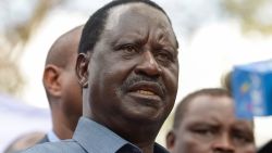 Kenya's opposition leader and presidential candidate of the National Super Alliance (NASA) coalition, Raila Odinga speaks during a press conference on October 9, 2017 in Nairobi. 
Opposition leader Raila Odinga, has called for protests this week, reiterated that he would not take part in a re-run of the presidential election on October 26 if his demands are not met, as Kenya's Supreme Court last month overturned the August election of President Uhuru Kenyatta citing "irregularities" in the counting of results. / AFP PHOTO / SIMON MAINA        (Photo credit should read SIMON MAINA/AFP/Getty Images)