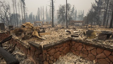 Almost nothing is left of a home in Santa Rosa, California. 