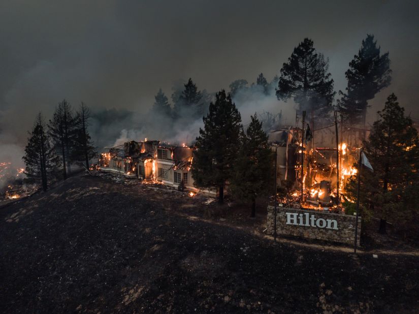 The Santa Rosa Hilton Hotel burns to the ground on October 9.  