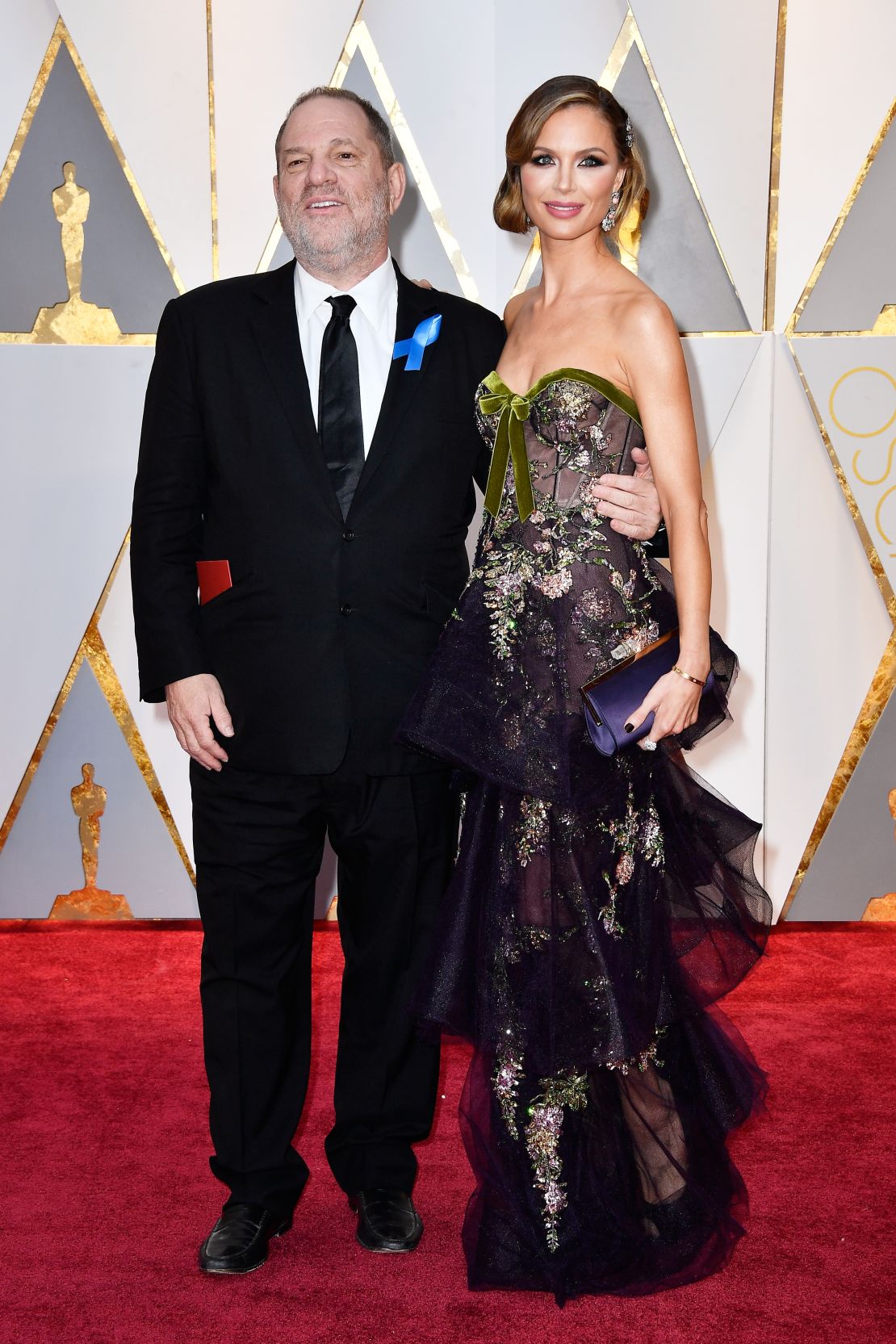 Georgina Chapman (R) pictured with husband Harvey Weinstein at the 2017 Oscars.