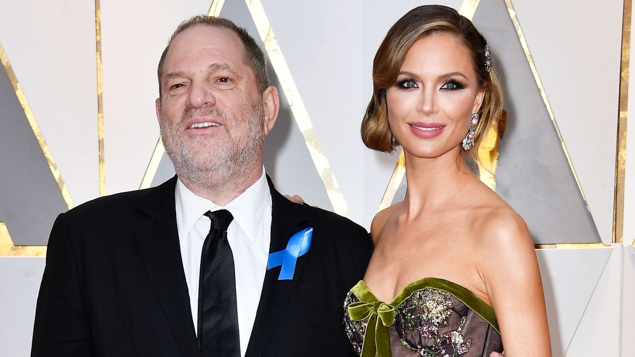 Georgina Chapman (R) pictured with husband Harvey Weinstein at the 2017 Oscars.