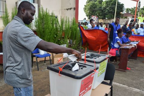 The elections have so far been peaceful as citizens braved long queues and hot weather to cast their votes. Outgoing president Ellen Johnson Sirleaf has spent the mandatory two-terms of 12 years and is stepping down. Credit: Getty images