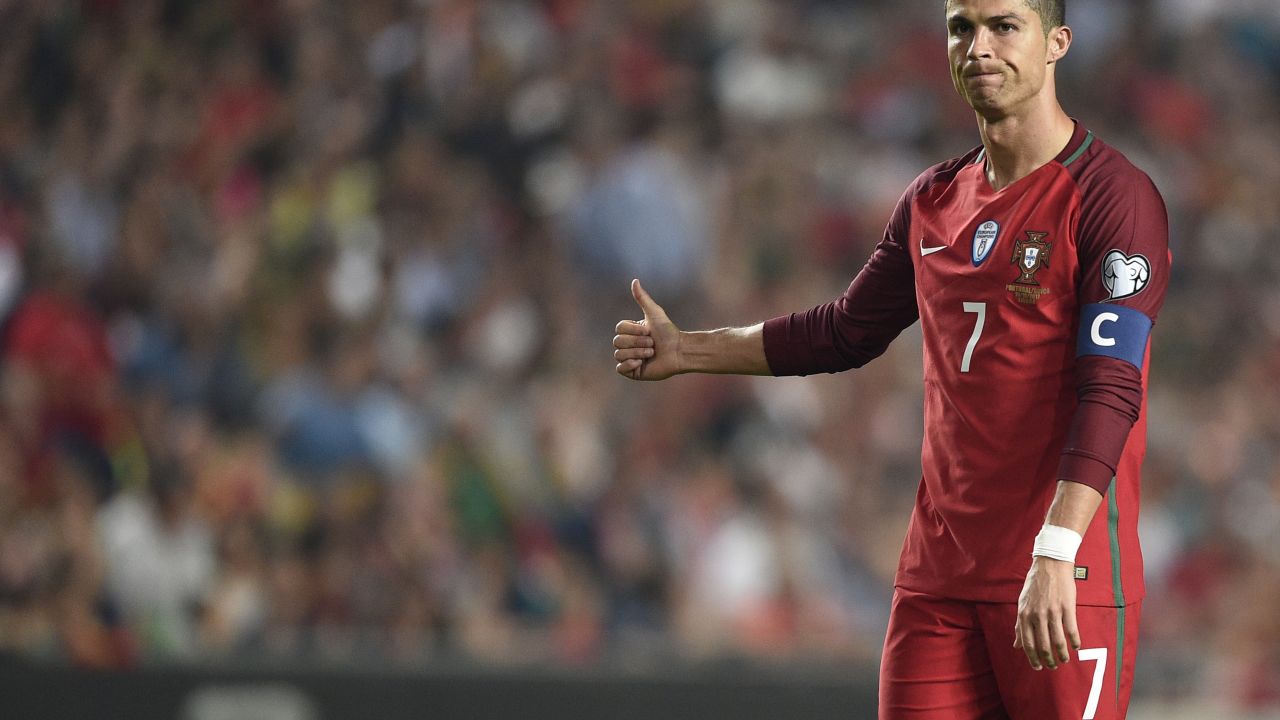 Cristiano Ronaldo reacts during Portugal's qualifier with Switzerland at the Luz Stadium in Lisbon.