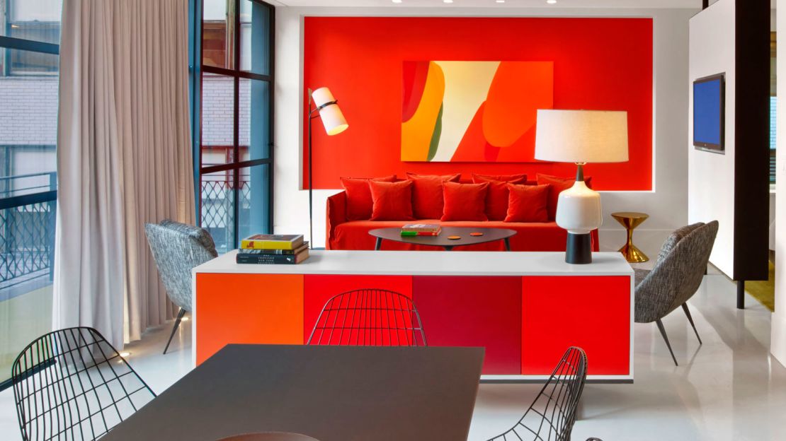 The suites at New York's The William have a bold color palette. 