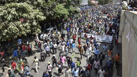 Opposition supporters march in Nairobi on Wednesday.
