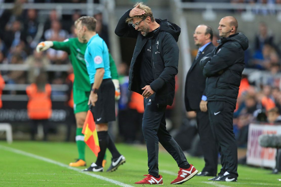 Klopp frustrated on the sidelines during his team's league encounter against Newcastle.