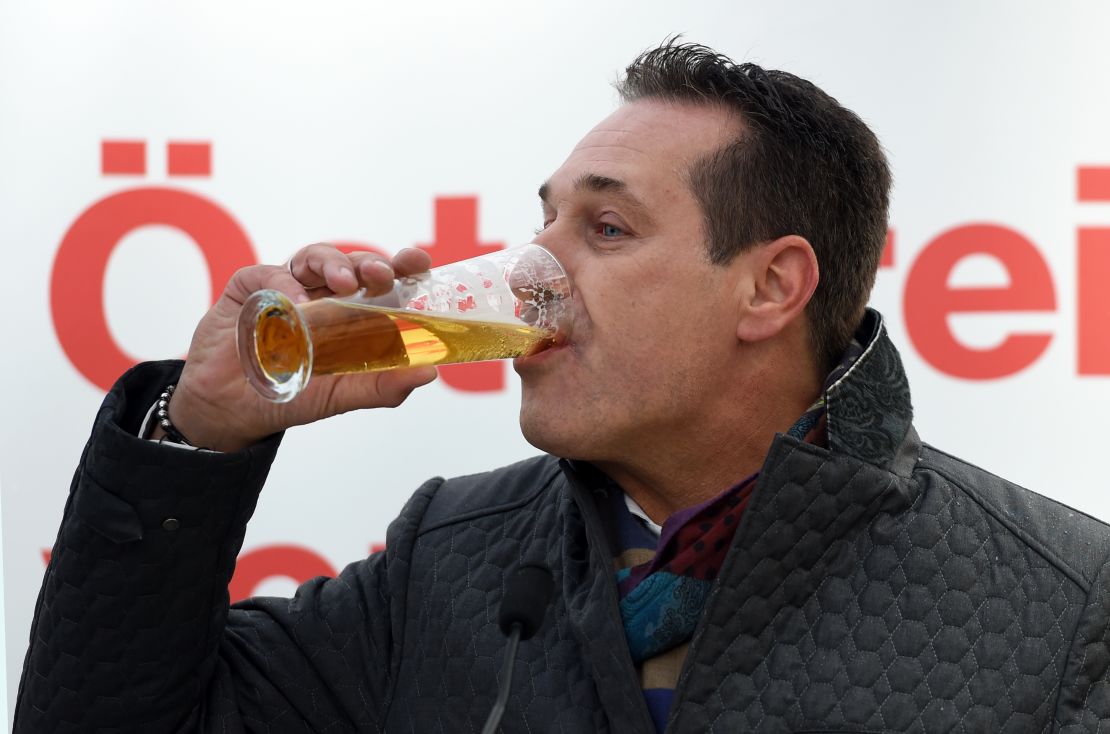 Heinz-Christian Strache of the right-wing Austrian Freedom Party after speaking to supporters at an election rally.