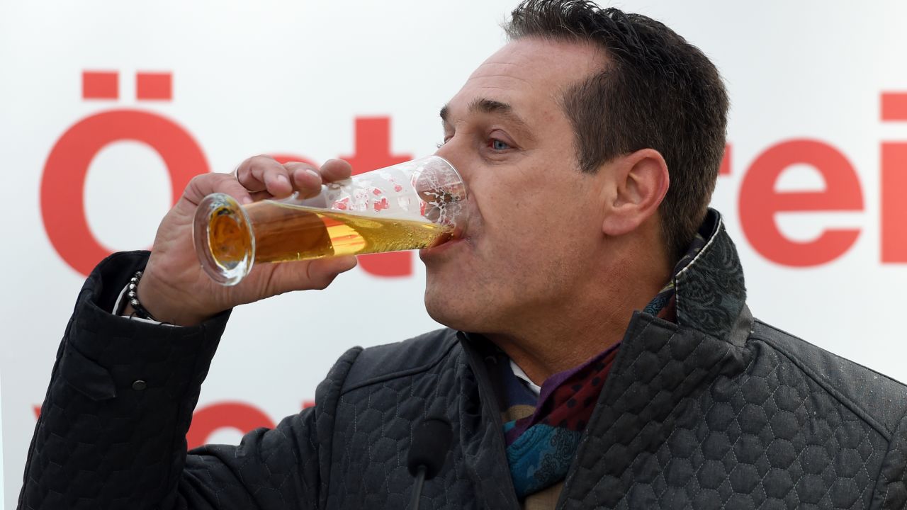 Heinz-Christian Strache of the right-wing Austrian Freedom Party after speaking to supporters at an election rally.