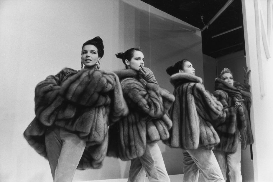 Fur coats from the Montana collection on show in Paris.