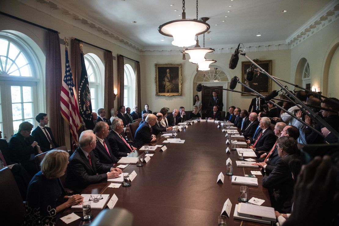 A cabinet meeting at the White House on June 12, 2017. 