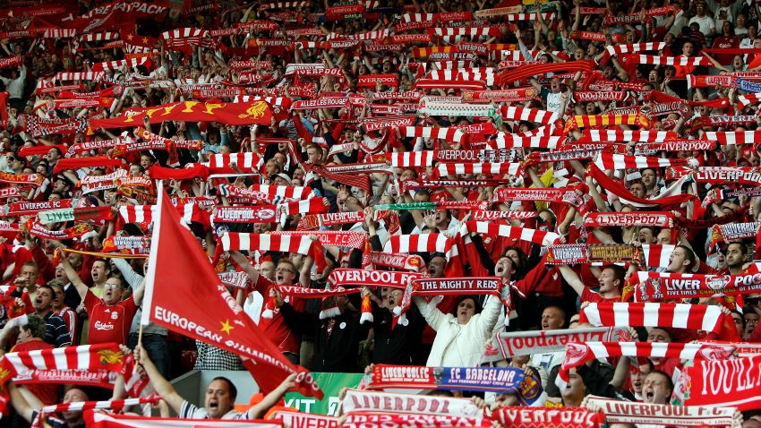 LIVERPOOL, UNITED KINGDOM - MAY 01:  Liverpool fans in the KOP End cheer prior to the UEFA Champions League semi final second leg match between Liverpool and Chelsea at Anfield on May 1, 2007 in Liverpool, England.  (Photo by Clive Brunskill/Getty Images)