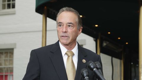 WASHINGTON, DC - APRIL 21: Rep. Chris Collins (R-NY) talks to reporters following a meeting with fellow members of Congress and representatives from the Donald Trump presidential campaign at the National Republican Club of Capitol Hill April 21, 2016 in Washington, DC. (Chip Somodevilla/Getty Images)