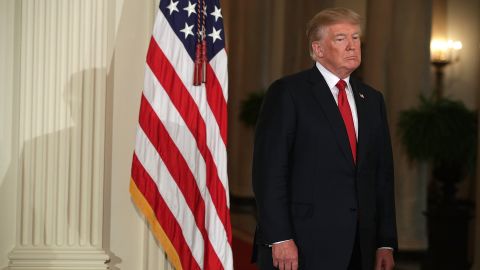 WASHINGTON, DC - OCTOBER 12: U.S. President Donald Trump lisens during a nomination announcement at the East Room of the White House October 12, 2017 in Washington, DC. President Trump has nominated Nielsen to be the next homeland security secretary, the position that has left vacant by Chief of Staff John Kelly. (Photo by Alex Wong/Getty Images)