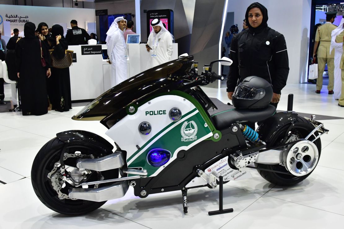 A new electric motorbike concept unveiled by Dubai Police at Gitex 2017.